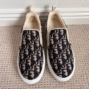 Dior Oblique Slip-On Sneakers - Cream and Navy